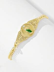 1 pieza Pulsera con forma de corazón de cobre brillante y sencilla, pintada a mano con la imagen amable de la Virgen María, adecuada para regalo, pareja, amigos, mejores amigos, uso diario, festividades y oración en San Valentín