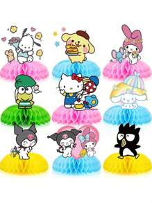 Sanrio قطعة واحدة من ديكور قرص العسل الجميل لحفلة عيد الميلاد على شكل قرطاطون، حامل عرض قرص عسل هالو كيتي