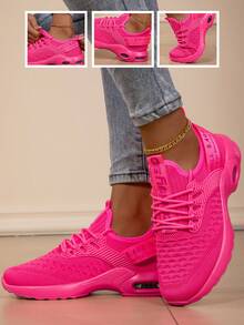 2025 New Breathable Versatile Casual Women's Lace-Up Comfortable Air Cushion Fashion Women's Running Shoes, Most Popular Classic Women's Shoes - Hot Pink - View 1
