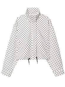 Áo khoác ngắn nữ mùa thu có khóa kéo, áo khoác dài tay thời trang, áo khoác ngắn, trang phục thu đông, áo khoác chấm bi, áo khoác cổ cao kiểu sinh viên, áo khoác phong cách đường phố Pháp cho mùa thu/đông. - Nhiều màu - Xem 3