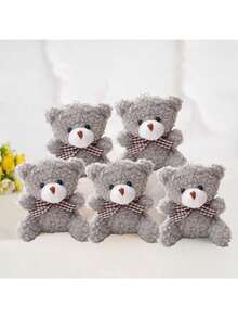 5个卡通领结泰迪熊毛绒玩具，可DIY钥匙扣、包包挂件，适合情人节、毕业派对、生日礼盒、婚礼派对装饰、生日派对DIY装饰、包包钥匙扣挂件、圣诞节、儿童派对礼物、儿童礼物、泰迪熊 - 彩色 - 查看 14