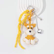 1 件皮革雪纳瑞狗钥匙扣，创意雪纳瑞挂饰，编织挂绳，心形链。钥匙扣配件，适用于包包、汽车、情人节、圣诞节礼物汽车配件包挂饰学校背包可爱哥特 Y2k 万圣节配件教师节包包配件挂绳带身份证夹汽车配件包挂饰