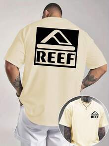 Men's REEF Logo T-Shirt|Minimalist Mountain Graphic|Streetwear Essential|100% Cotton|Unisex Fit|Ideal Gift For Surf & Skate Enthusiasts - 杏色 - 查看 1