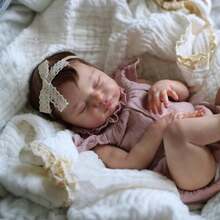 50cm 3D-Paint Skin With Visible Veins Reborn Babies, 20inch Asleep Newborn Doll Baby Girl Toy With Cloth Body And Soft Vinyl Limbs Handmade Birthday Gift For Children 3+