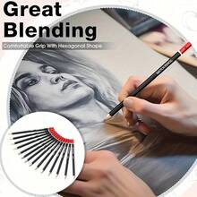 56支素描铅笔套装，专业美术用品，包含铅笔盒、石墨铅笔和炭笔，适用于素描、绘画、阴影和晕染，是艺术家和绘画初学者的最佳礼物。 - 套裝 - 查看 6