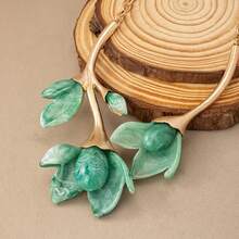 1pc Vintage Bohemian Exaggerated Metallic Magnolia Flower Resin Elegant Accessory, Suitable For Holidays, Birthdays, Dates, Balls, Parties, Vacations, Outings - Magnolia - View 2