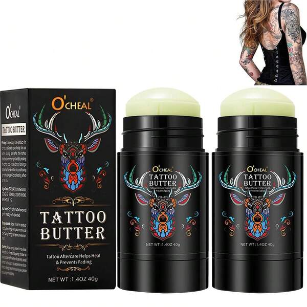Organic Tattoo Aftercare Butter Balm, Travel Size For Adult Tattoos Healing & Color Enhancement