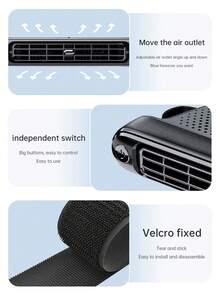 Ventilador veicular alimentado por USB, 3 velocidades de vento, mantém você fresco durante viagens longas e congestionamentos, design com para fixação segura.