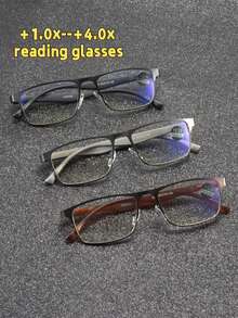 3pcs Multi-Color Middle-Aged Men & Women +1.0x - +4.0x Daily Glasses, Metal Spring Hinges, Auto-Focus Glasses