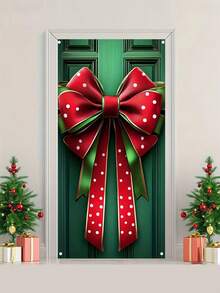1 szt. 2D płaska osłona na drzwi z motywem kokardy, wykonana z poliestru, odpowiednia na banery na drzwi z okazji świąt Bożego Narodzenia, projekt pudełka na prezent świąteczny, zawieszka na drzwi z okazji świąt Bożego Narodzenia, dekoracja domu, dekoracja drzwi na imprezę świąteczną. - Wielokolorowe - Zobacz 9
