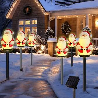 5 件升级户外太阳能圣诞装饰灯，圣诞老人花园庭院小径草坪柱灯，8 种照明模式，装饰性太阳能花园灯适用于走道、露台、花园圣诞装饰圣诞节装饰圣诞树礼物装饰感恩节婚礼家居装饰家居装饰秋季装饰秋季装饰生日装饰礼品派对用品室内室外花园节日装饰万圣节装饰墙壁装饰万圣节饰品