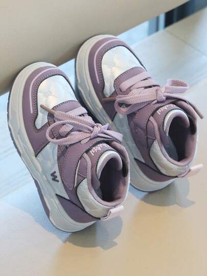 1双男女通用复古撞色PU魔术贴圆头舒适软底休闲百搭运动鞋，适合所有季节