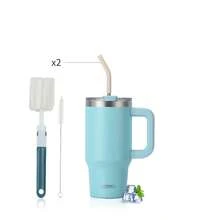 1pc WATERSY Travel Mug Coffee Cup 40oz/1182ML 30OZ/891ML 20OZ/591ML Tumbler Straw Lid And Handle, Stainless Steel Double Wall Vacuum Insulated Coffee Water Bottle Thermal For Cold Hot Coffee, Suitable For School, Camping And Hiking - Multicolor - View 29