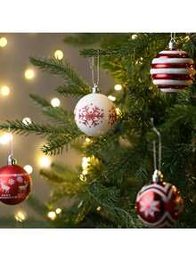 24/12/4 quả bóng lấp lánh Giáng sinh, bóng trang trí Giáng sinh hình bông tuyết đỏ và trắng, bóng treo lấp lánh dùng để trang trí cây thông Noel, tiệc tùng ngày lễ và lễ kỷ niệm ngoài trời, quà tặng Giáng sinh cổ điển và đồ trang trí nhà cửa, trang trí năm mới - Nhiều màu - Xem 8