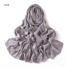 Solid Color Wide Stripe Lace Scarf – Satin Silk-Like Hijab & Shawl (Breathable & Lightweight) - A - View 7