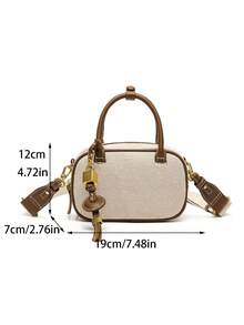 MINI TOPSTITCHED BAG, Wide Strap Women's Vintage Crossbody Bag, Small Tote Ladies Luxury Design Handbags, Solid Color Simple Shoulder Bag, Bags For Ladies Fashionable - Multicolor - View 14