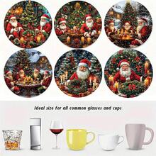 1 set/4 pièces/6 pièces/300 pièces Dessous de verre en boue de diatomées avec motif Père Noël et cadeaux, dessous de verre à café, décorations multioccasions pour la maison et le restaurant, cadeaux quotidiens, décorations de table, décorations quotidiennes, décorations de fête à thème