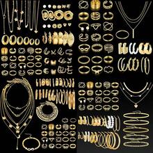 68/10pcs Elegant Vintage Butterfly, Heart, Faux Pearl, Twist Knot, Star, Moon, Rhinestone, Wide Band, Snake Chain, Braid Chain, Geometric C-Shape Earrings, Necklaces, Rings, Bracelets Jewelry Set, Suitable For Holidays, Parties, Daily Wear, Holiday Gifts - 彩色 - 查看 2