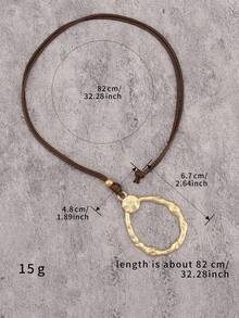 1 pieza Collar largo con colgante de disco ondulado de aleación dorada de estilo minimalista y elegante, collar gargantilla único con cuentas, adecuado para uso diario y como regalo para novia/novio - Cuerda de cera - Ver 11