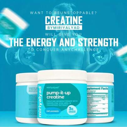 Miriyalyad Pump-It-Up Creatine (50 Servings), Creatine Monohydrate Unflavored Powder With Uva Ursi & Cranberry Extract - 3g Scoop (365 Servings) - High-Performance Muscle Strength & Endurance Supplement For Men & Women - Dietary Supplement For Gym, Workouts, Active Lifestyles - Easy Mix, No Added Sugar Artificial Flavors - Local Warehouse, Free Shipping