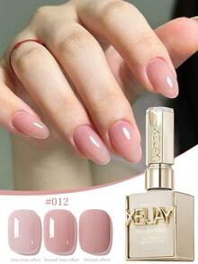 XEIJAYI 1瓶装 15毫升 粉色指甲油 - 果冻冰透明裸色，可剥离 UV LED 光疗，不含甲醛，椭圆形，亮面，纯色图案，适用于美甲沙龙和 DIY