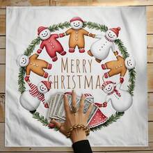 1 pezzo Telo da tarocchi decorativo con stampa di pupazzo di neve e omino di pan di zenzero, realizzato in tessuto di poliestere, ideale per la divinazione. Adatto per Natale e altre occasioni, può essere utilizzato come tovaglia o telo rituale.