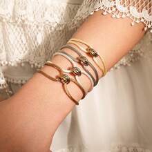 1 件不锈钢三位一体手链 3 色圆形金属扣带可调节尺寸手链 男女 DIY 手链