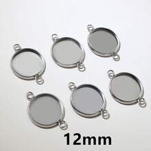 10pcs 8-30mm Inner Size Double Loops Stainless Steel Gold Color Pendant Cabochon Blank Base Tray DIY Accessories For Bracelet Necklace Earrings - Double Hanging Bottom Bracket - View 19