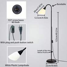 1 pieza Lámpara de pie minimalista en blanco y negro, iluminación de ambiente de alta gama para sala de estar/dormitorio, lámpara de pie vintage junto al sofá, bombilla no incluida - Enchufe EU Tipo C(220-240V) - Ver 1