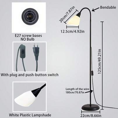 1pc Black & White Minimalist Floor Lamp, High-End Ambiance Lighting For Living Room/Bedroom, Vintage Floor Standing Lamp By Sofa, Bulb Not Included