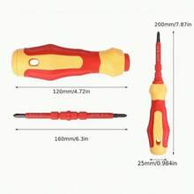 7-In-1 Multi-Function Electrician's Screwdriver Set, Dual-Use Multi-Size Tool Kit, Metal, No Power Required, Electric Screwdriver Set - Red - View 7