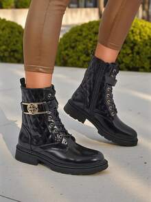 Nero Claudia Women's Ankle Boots Made Of Logical Patent Leather With A Zipper - Black - View 2
