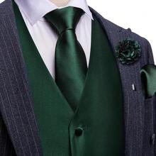 Formal Men Vest V-Neck Suit Vests Tie Bowtie Set Paisley Jacquard Waistcoat Clip Hanky Cufflink Lapel Pin Wedding 8PCShalloween - 翡翠綠 - 查看 9