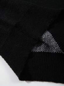 ANDREILEE Gothic Style Letter & Graphic Print Casual Loose Fit Crew Neck Long Sleeve Pullover Sweater, Fashionable Dropped Shoulder Design, Suitable For Spring, Autumn, Winter - Black - View 7