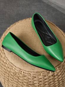 MonaNise 女士尖头时尚低帮平底鞋，户外休闲装，紫色、香槟色、红色、黄色、黑色 - 綠色 - 查看 3