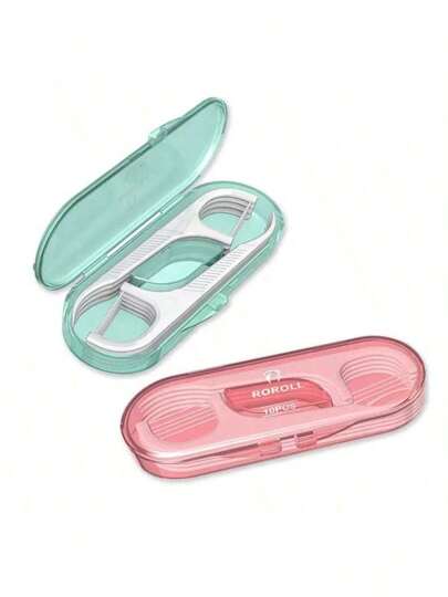 便携式牙线盒 - 旅行友好型牙齿清洁工具收纳盒，内含独立牙签 - 适用于便携式口腔护理、露营、礼品、牙齿清洁产品、时尚口腔卫生工具、易于清洁的材质、轻巧设计、经常旅行者的必备品