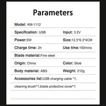 Afeitadora eléctrica recargable Kemei KM-1112 para hombres, 2 en 1, IPX5 impermeable, máquina de afeitar flotante con carga USB - Azul - Ver 5