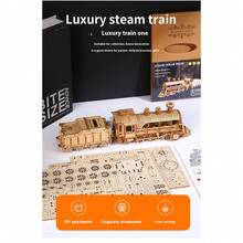 Khối xây dựng đầu máy xe lửa bằng gỗ 3D, Mô hình lắp ráp đồ chơi bằng gỗ tự làm, Đồ trang trí sáng tạo, Bộ đồ chơi thủ công bằng gỗ, Quà tặng Giáng sinh/Sinh nhật lý tưởng cho người lớn (Đầu máy xe lửa: 302 chiếc) - Nhiều màu - Xem 7