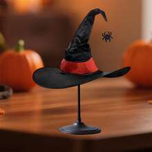 Women Halloween Gothic Witch Hats Ruched Personality Pointed Cap Cosplay Wizard Caps - Red - View 4