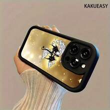 [Teléfono] Funda con estampado de murciélago brillante, textura mate, diseño ergonómico con ranuras en forma de escalera, agarre cómodo, compatible con phone 16 Pro Max, 16, 15 Pro, 14 Plus, 13, 12 Pro, 11 Pro, X, XS Max. Ideal para amigos, parejas y familia. - Negro - Ver 8
