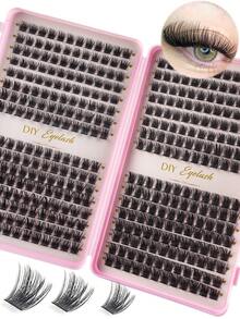 384pcs/Set D捲假睫毛簇，睫毛手冊，睫毛長度8-16mm，可自定義組合，自然蓬鬆貓眼效果假睫毛簇，假睫毛簇，單根假睫毛，假睫毛，假睫毛 - D - 查看 2