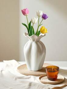 Nordic Modern Simple Creative White Ceramic Flower Vase Home Living Room Dining Table Desktop Decoration Decoration Home Decor Room Decor Glass Vase