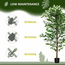 HOMCOM Lot de 2 plantes artificielles arbres artificiels ficus hauteur 1,80 m tronc branches liane lichen feuilles grand réalisme pot inclus, intérieur, vert - Vert - Voir 6