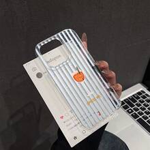 Ốp lưng điện thoại họa tiết ly rượu sọc, tương thích với iPhone 16 Pro Max, 15/14 Plus, 13, 12, 11, có lớp bảo vệ nút mạ điện. - Điểm chớp cháy của khung trong suốt - Xem 4