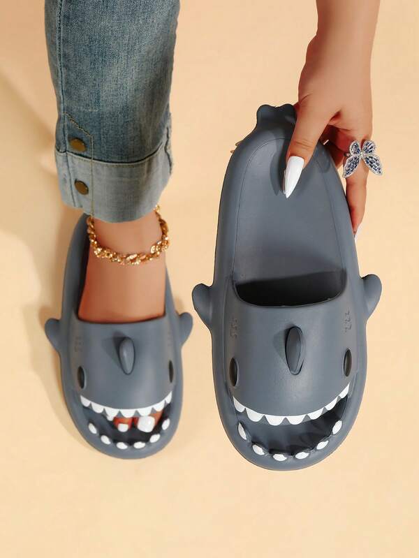 Pantufas de tubarão adulto, outono/inverno 2025, pantufas de desenho animado, antiderrapantes para uso interno/externo
