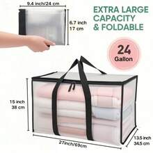 Heavy Duty Clear Moving Storage Bags With Zippers, 24 Gallons, For Quilts (6 Pack) - Xóa 6 lần đếm - Xem 3