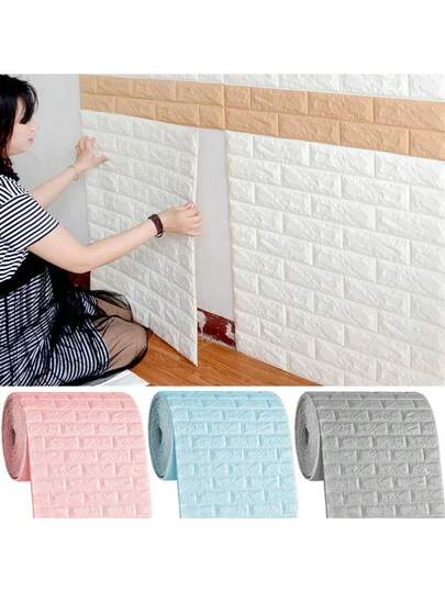 70厘米/1米/2米/5米/10米3D墙贴仿砖卧室防水自粘家居装饰DIY墙纸客厅电视背景