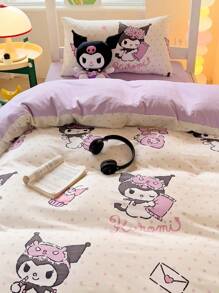 Sanrio 2/3pcs  Bedding Set - /// (1pc Duvet Cover + 1/2pc Pillowcase, No Filling) Cute Cartoon, Full Size, Soft & Comfortable, Suitable For Dorm, Home Bedroom, Hotel, All Seasons, With Zipper Closure And Pillowcase, Multi-Color, Durable, Oversized Bedding Set - White Coulomi - View 6
