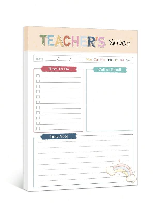 Daily Teacher Planner Notepad,A5 Undated Daily Planner Checklists With Task List, Parent Contact Section, And Notes,For Teacher School And Office Use, Back To School Supplies, Teacher Gifts