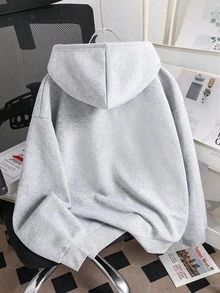 Tween Boy Cartoon Print Warm Sweatshirt - Grey - View 2